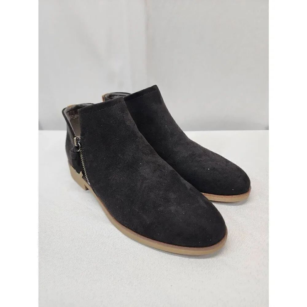 Dr. Scholl's Size 10M Women's Astir Booties Black FauxโSuede Ankle Size Zipper